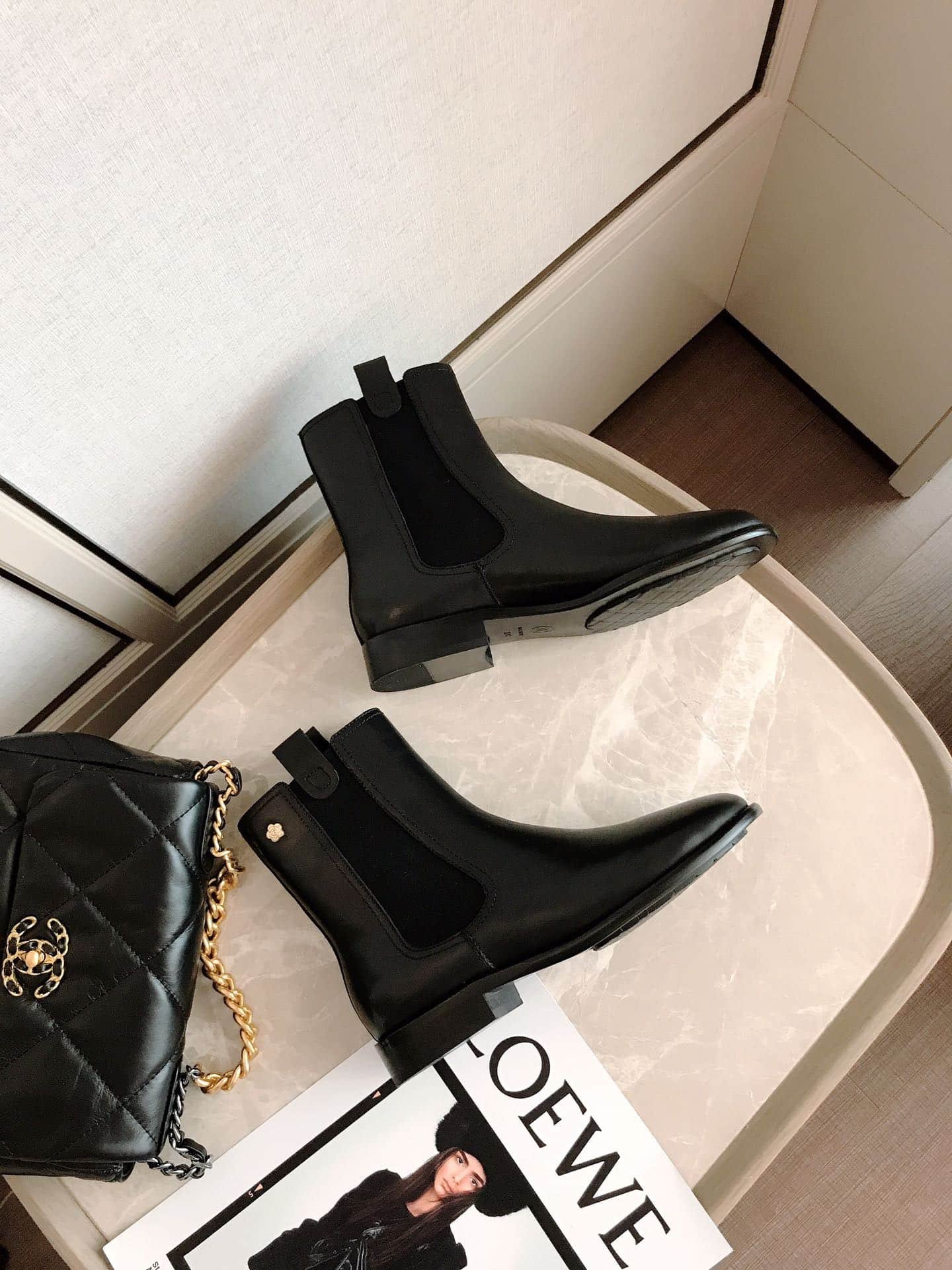 Ch**el Ankle Boots With Elastic Side Panels Black