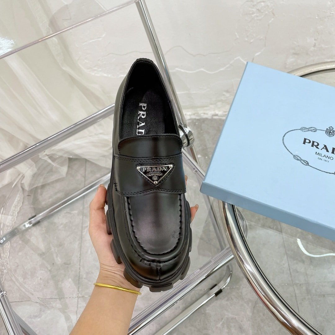 Pra*a Monolith Brushed Leather Loafers Black 2De129 B4L F0002