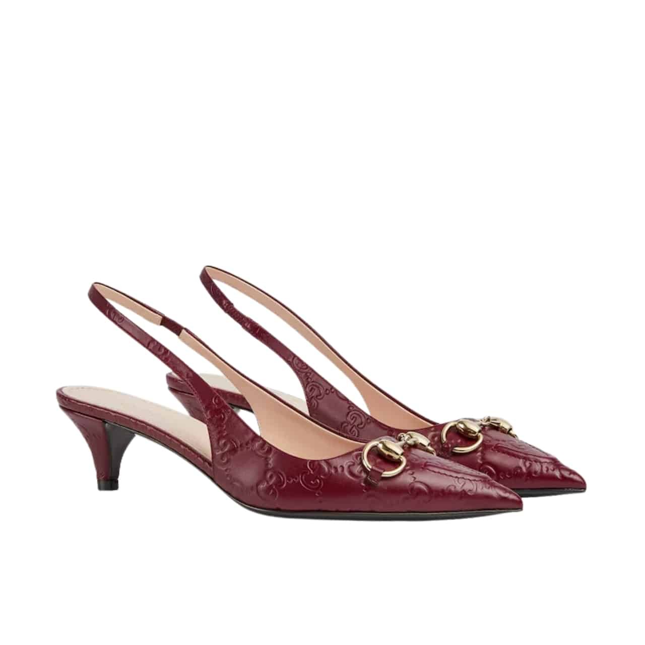 Gvc*1 Women’s Horsebit Slingback Pump Gg Leather Rosso Ancora Red ‎782407 Aaegj 6207