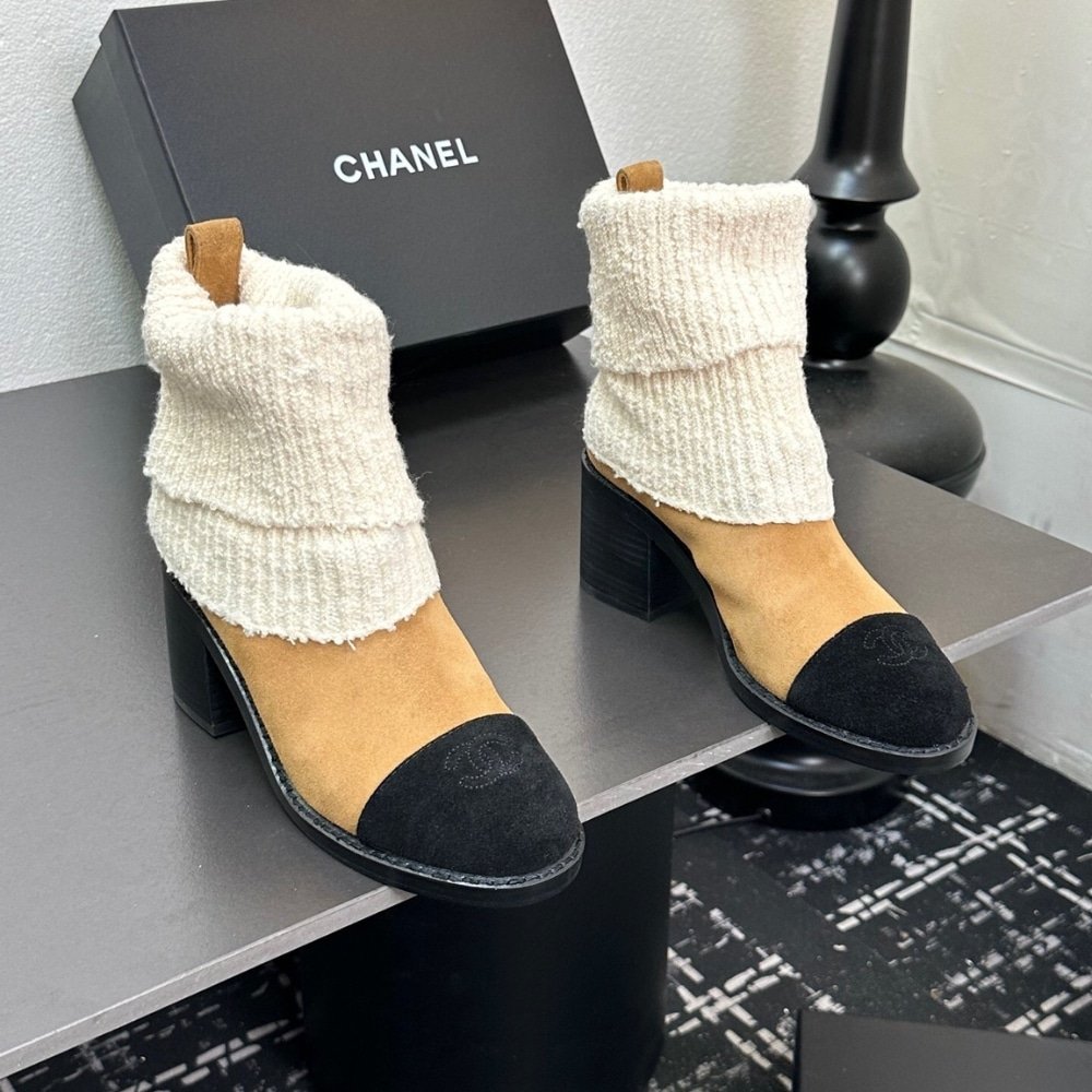 Ch**el Knit Boots Beige G46038 B18433 Nzzx3