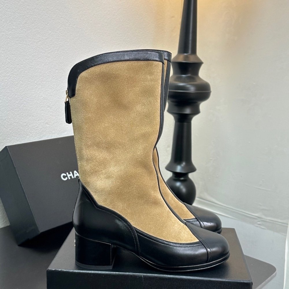 Ch**el Métiers Dart High Boots Beige And Black G46591 B21103 U2030