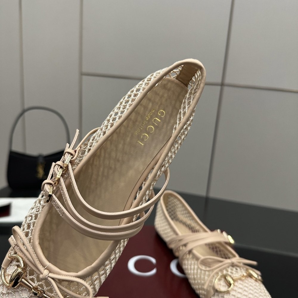 Gvc*1 Women Horsebit Ballet Flat Beige Mesh ‎835077 Faeqz 5741