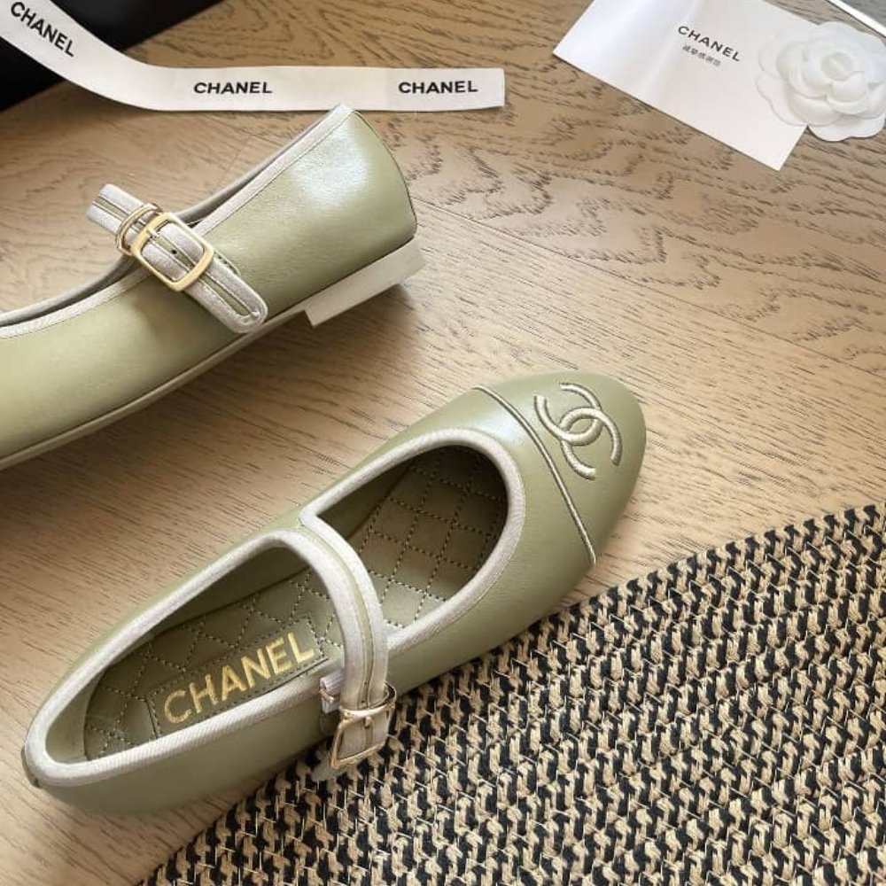 Ch**el Mary Jane Ballet Flat Dark Green