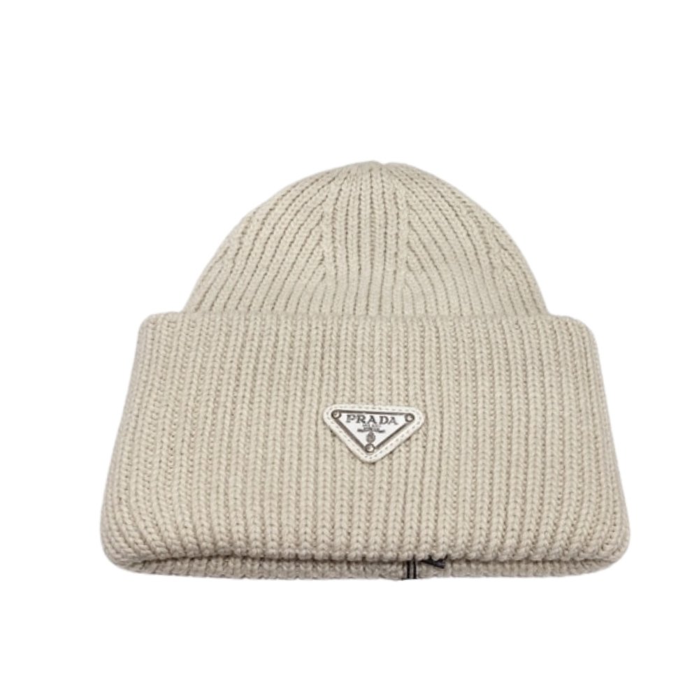 Pra*a Wool And Cashmere Beanie Sliver Cream