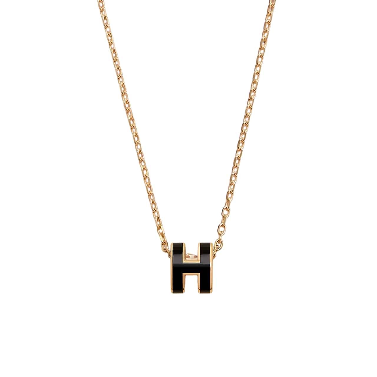 H**me5 Mini Pop H Pendant Necklace Black And Gold