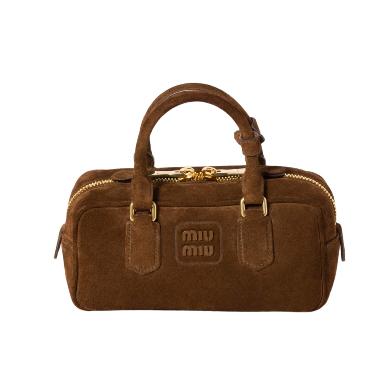 M1um1u Arcadie Padded Suede Top Handle Bag Cocoa Brown 23Cm 5Bb142 2Cs4 F0324 V Oon
