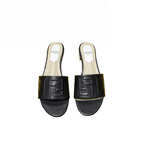F**di Silk Cowhide Slippers Black
