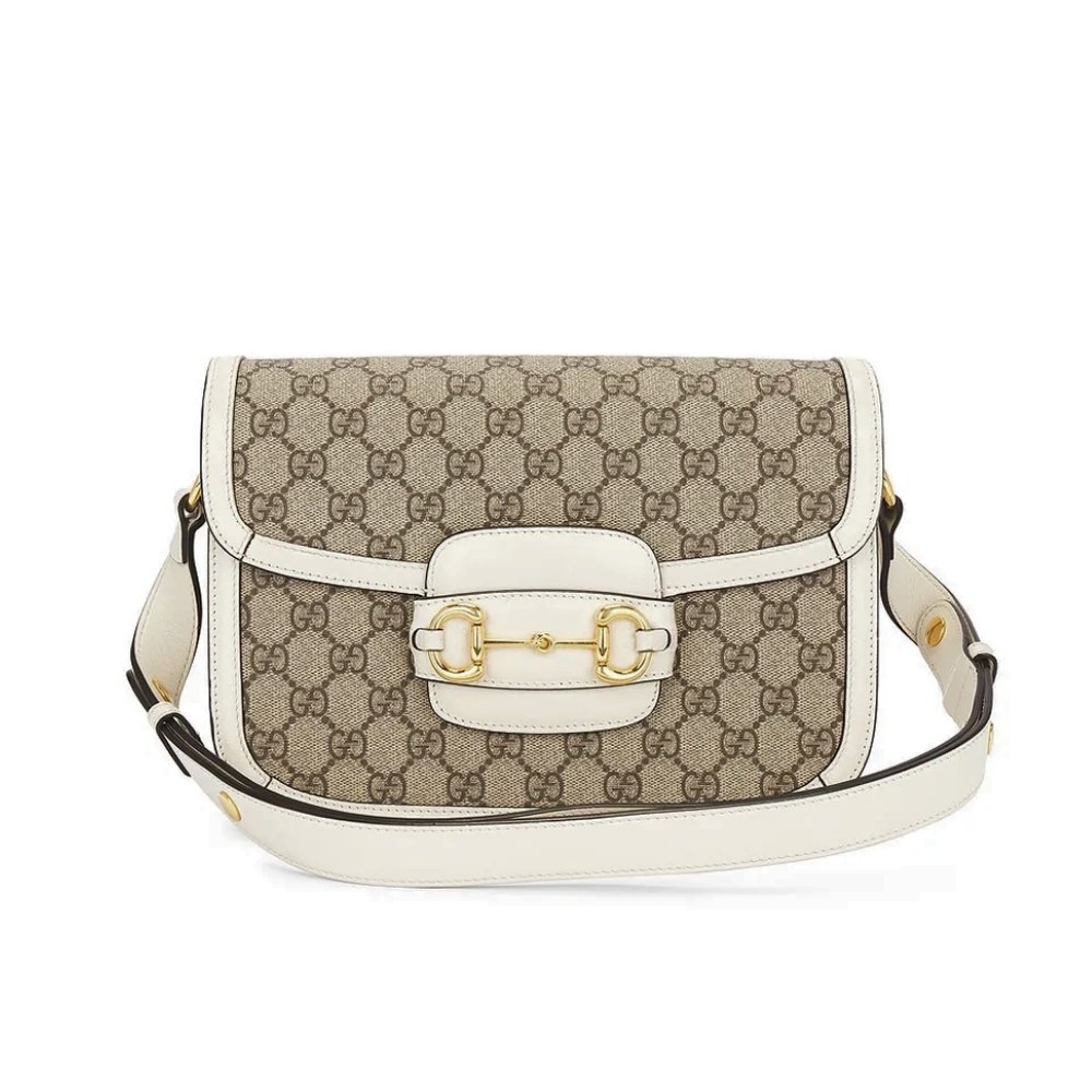 Gvc*1 Horsebit 1955 Mini Gg Svp*me Canvas Beige White 20Cm 658574 Huhhg 9759