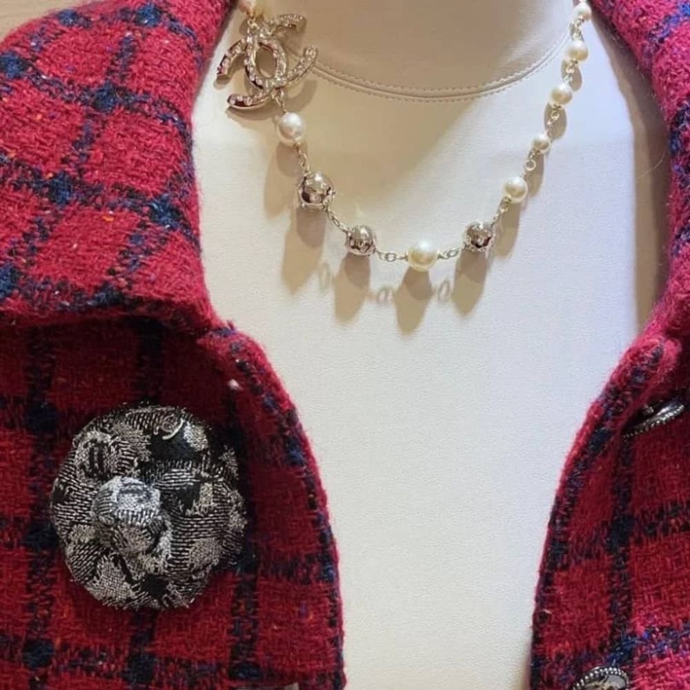 Ch**el Pearl And Crystal Necklace