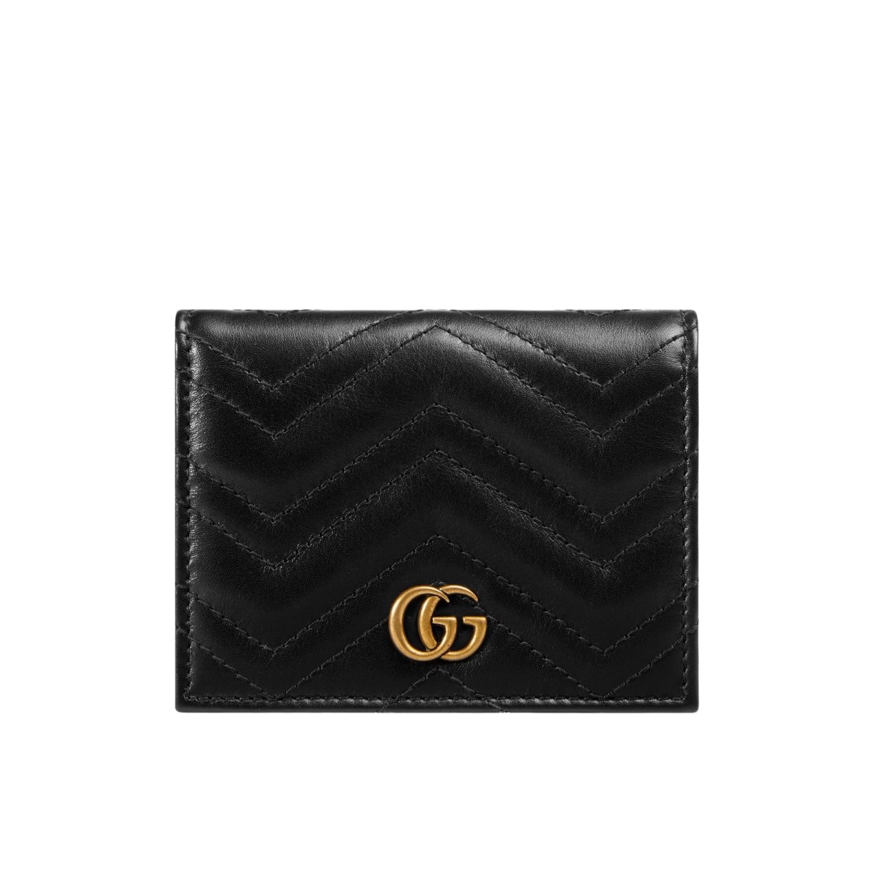 Gvc*1 Gg Marmont Card Case Wallet Black 11Cm 466492 Dtd1T 1000