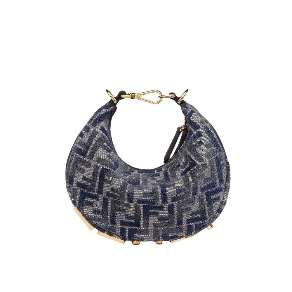 F**di F**digraphy Mini Bag Blue Chenille 20Cm 8BS081ASU0F1PQM