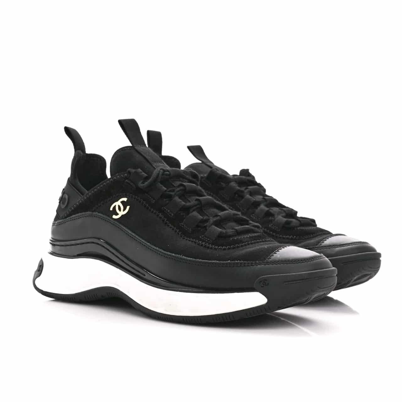 Ch**el Logo Low Top Trainer Sneakers Black G35617 Y53646 94305
