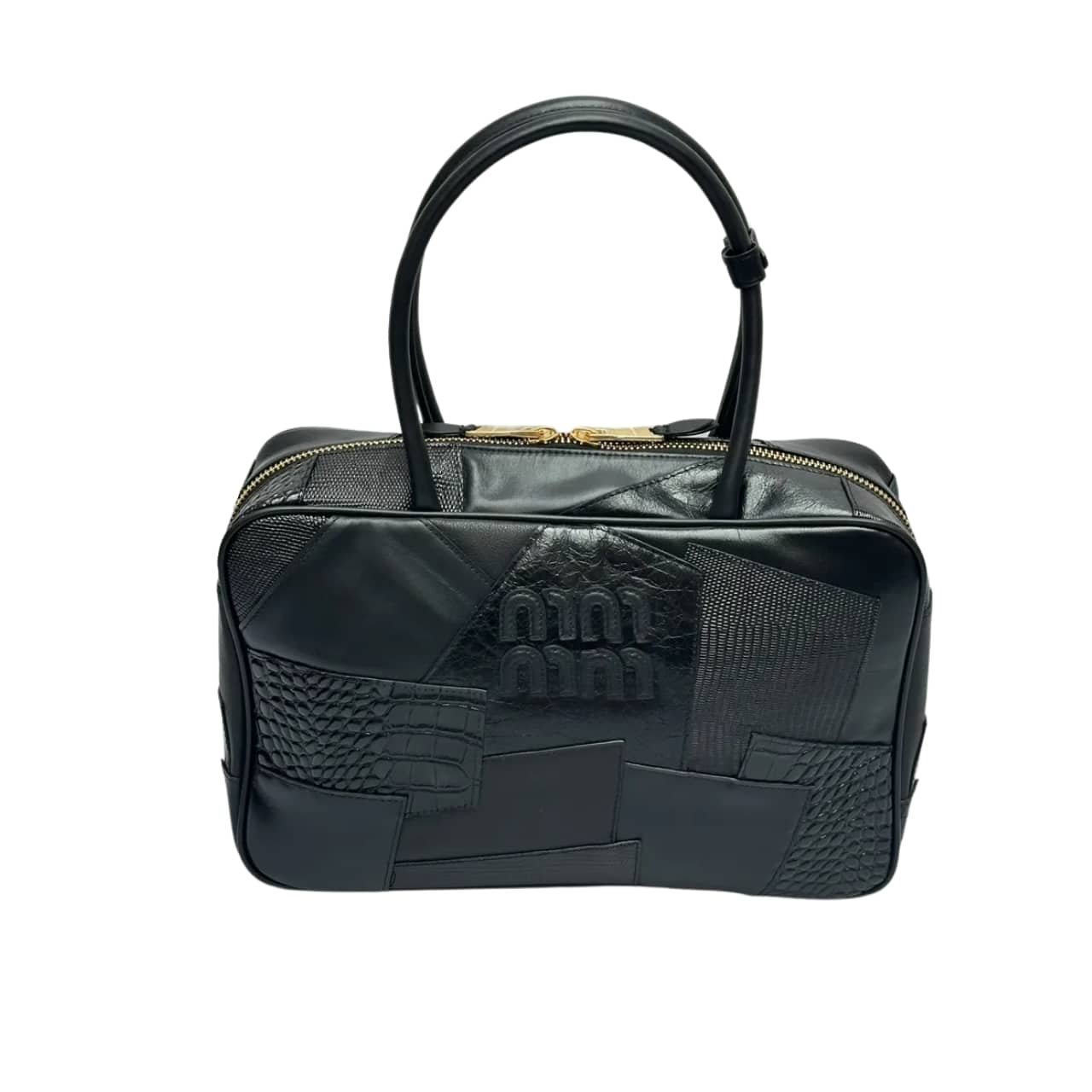 M1um1u Patchwork Beau Bag Black 35Cm