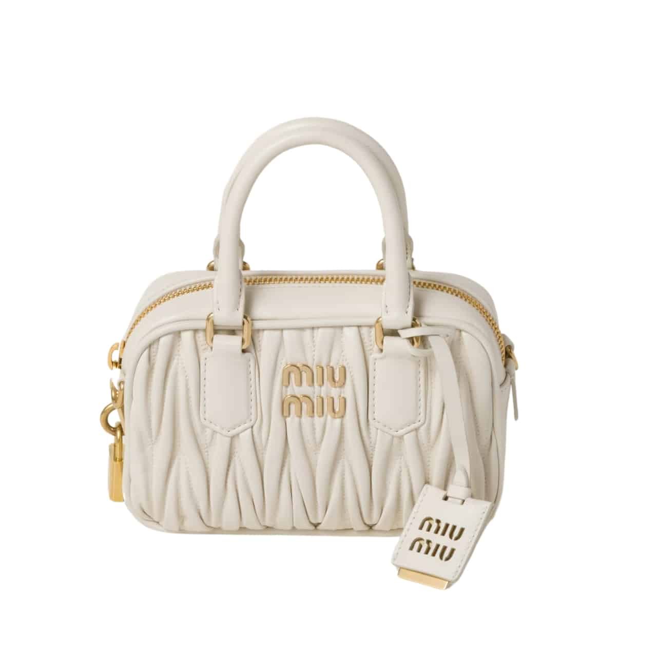 M1um1u Arcadie Matelassé Nappa Bag White 20Cm 5Bb123 N88 F0009 V Ooo