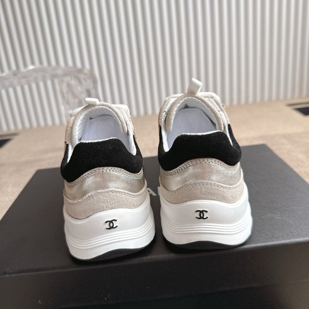 Ch**el Sneaker Light Gold Light Gray And Black G46609 B21320 U2404