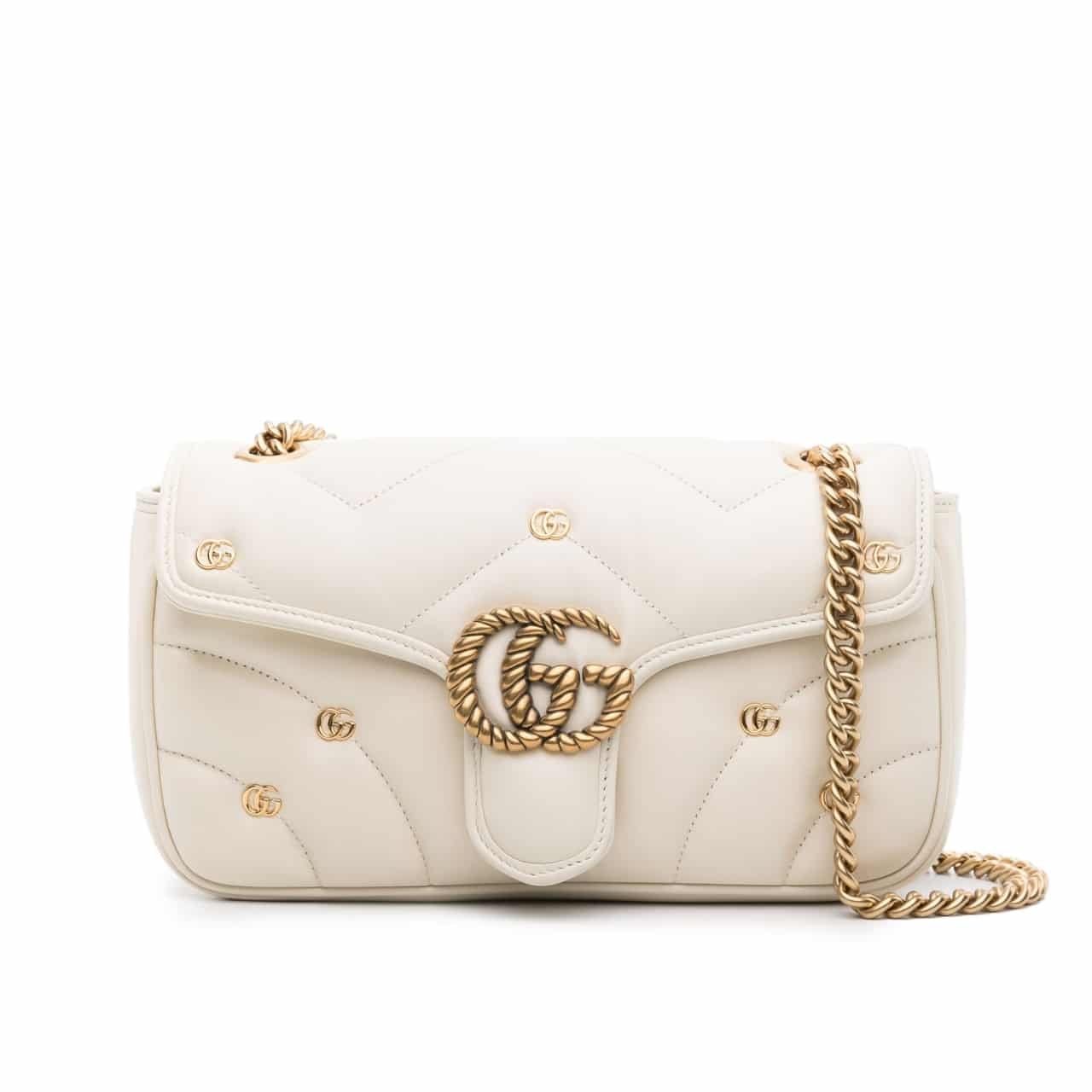 Gvc*1 Gg Marmont Small Shoulder Bag White 26Cm 443497 Aacpg 9206