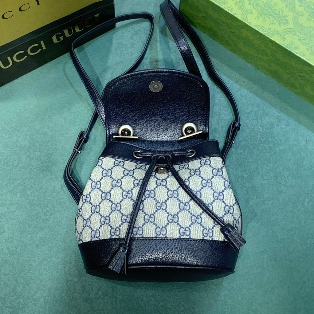 Gvc*1 Ophidia Gg Svp*me Canvas Mini Backpack Beige Blue 20Cm 795221 96Iwn 4076
