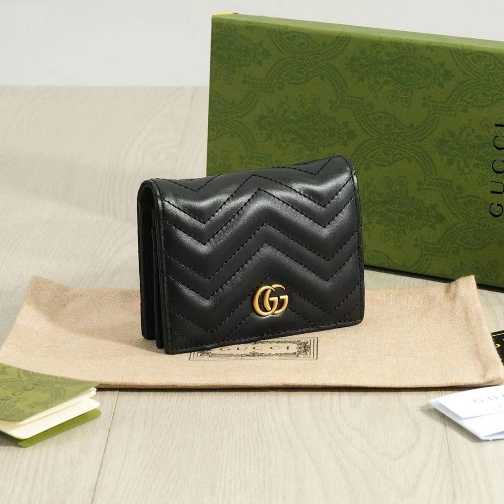 Gvc*1 Gg Marmont Card Case Wallet Black 11Cm 466492 Dtd1T 1000