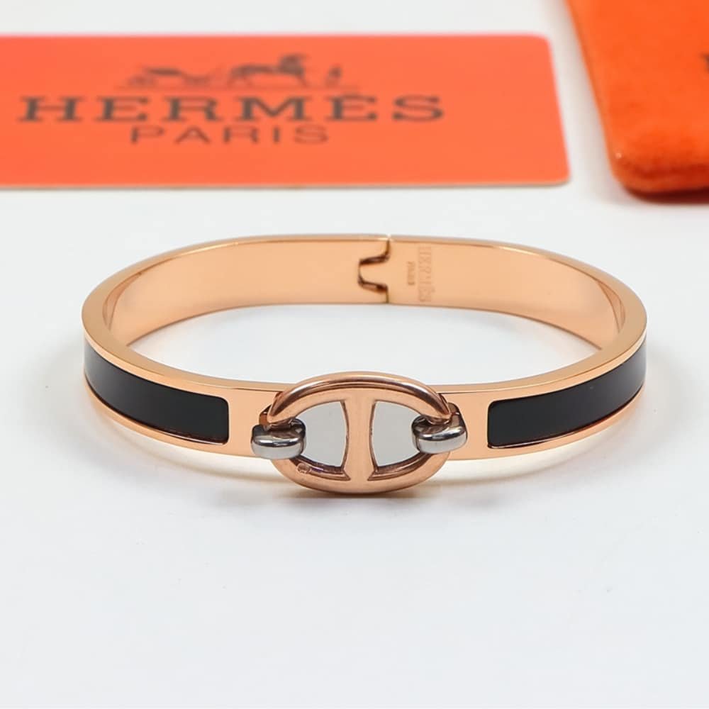 H**me5 Mini Clic Anchor Chain Bracelet Rose Gold Tone With Black H209000Fo01Gm