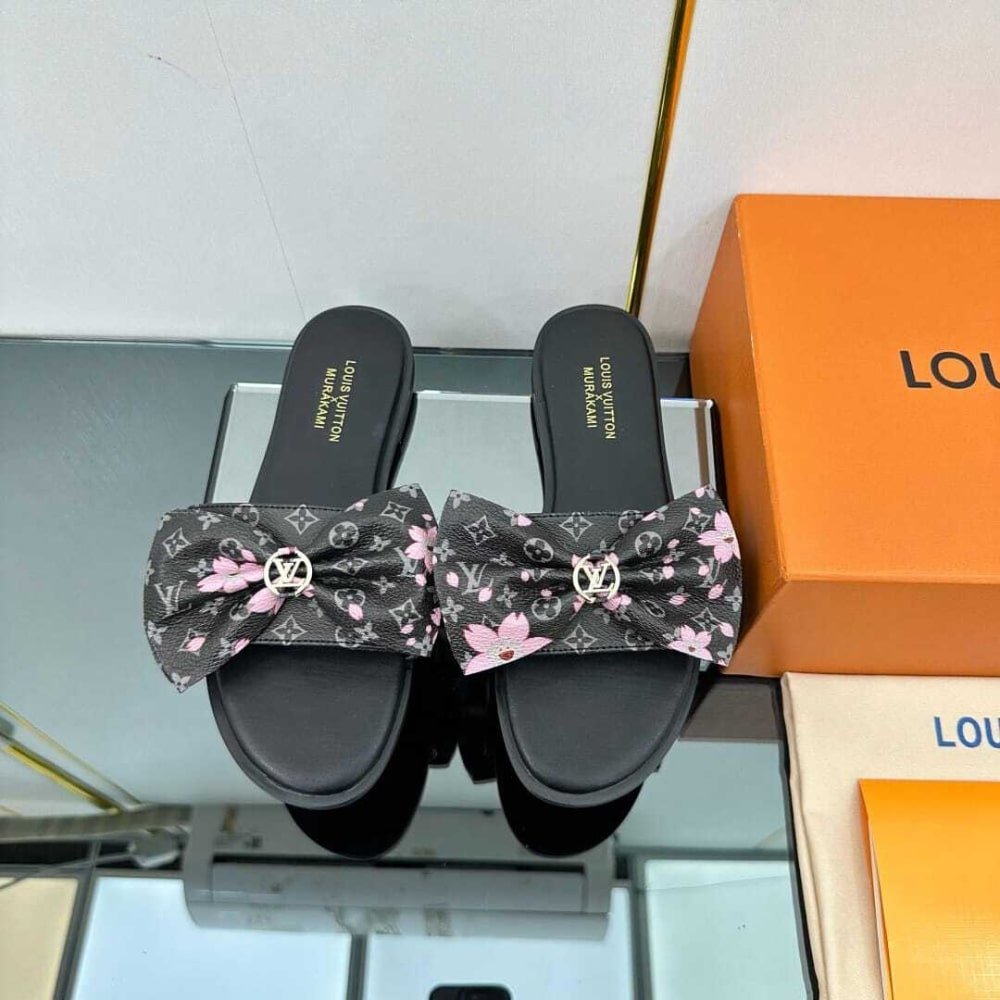 L0vis Vvtt0n X Takashi Murakami Lily Flat Mule Monogram Black