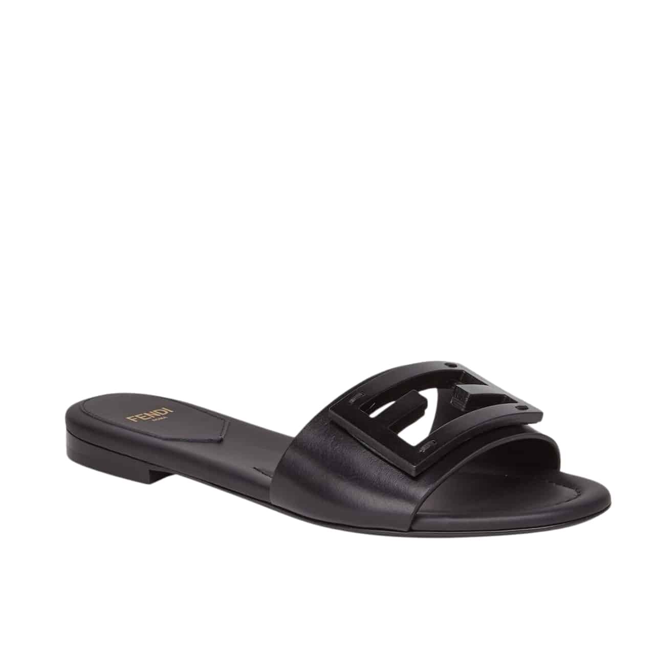 F**di Baguette Leather Slide Black 8R8136 Ae7T F0Abb
