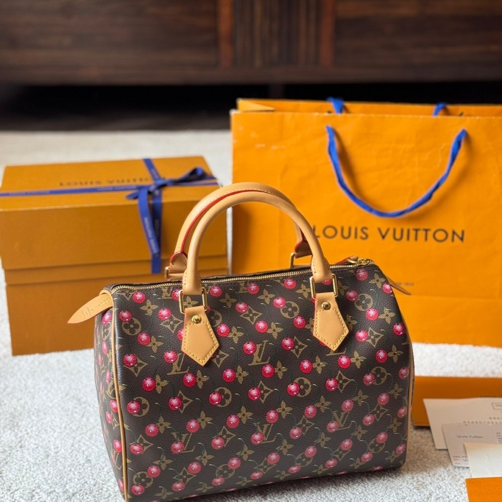 Iconic Set: L0vis Vvtt0n X Takashi Murakami Cerise Speedy 25 And Cherry Porte Monnaie Zippy Wallet