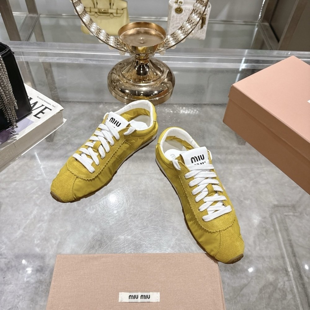 M1um1u Plume Suede Sneaker Yellow 5E114E 054 F0009 F 006