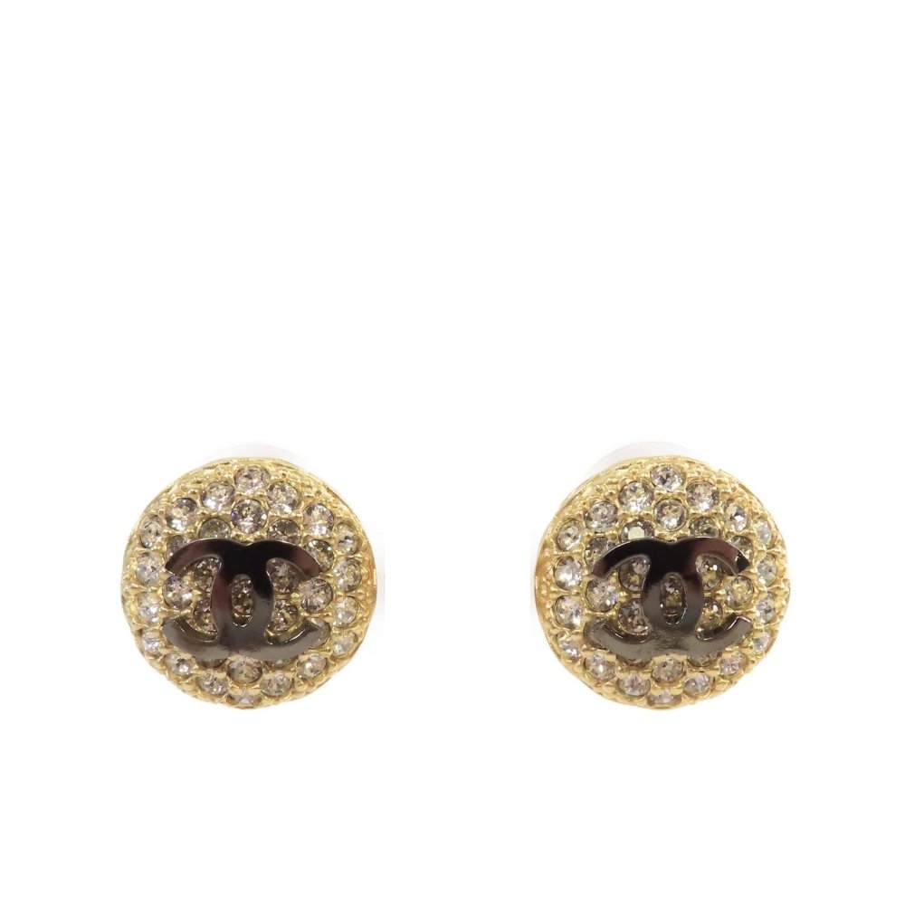 Ch**el Cc Button Strass Earrings