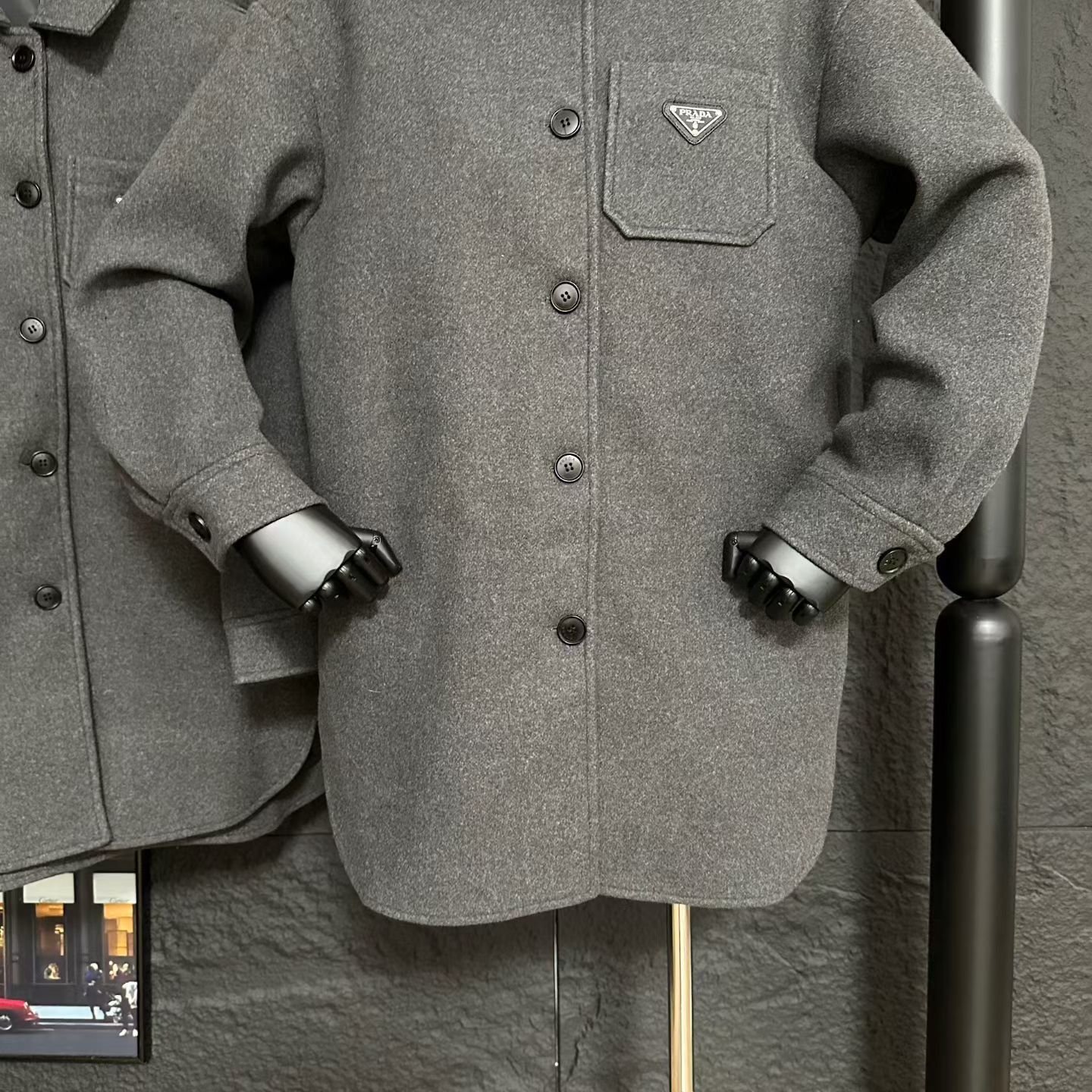Pra*a Single Breasted Cashgora Coat Gray