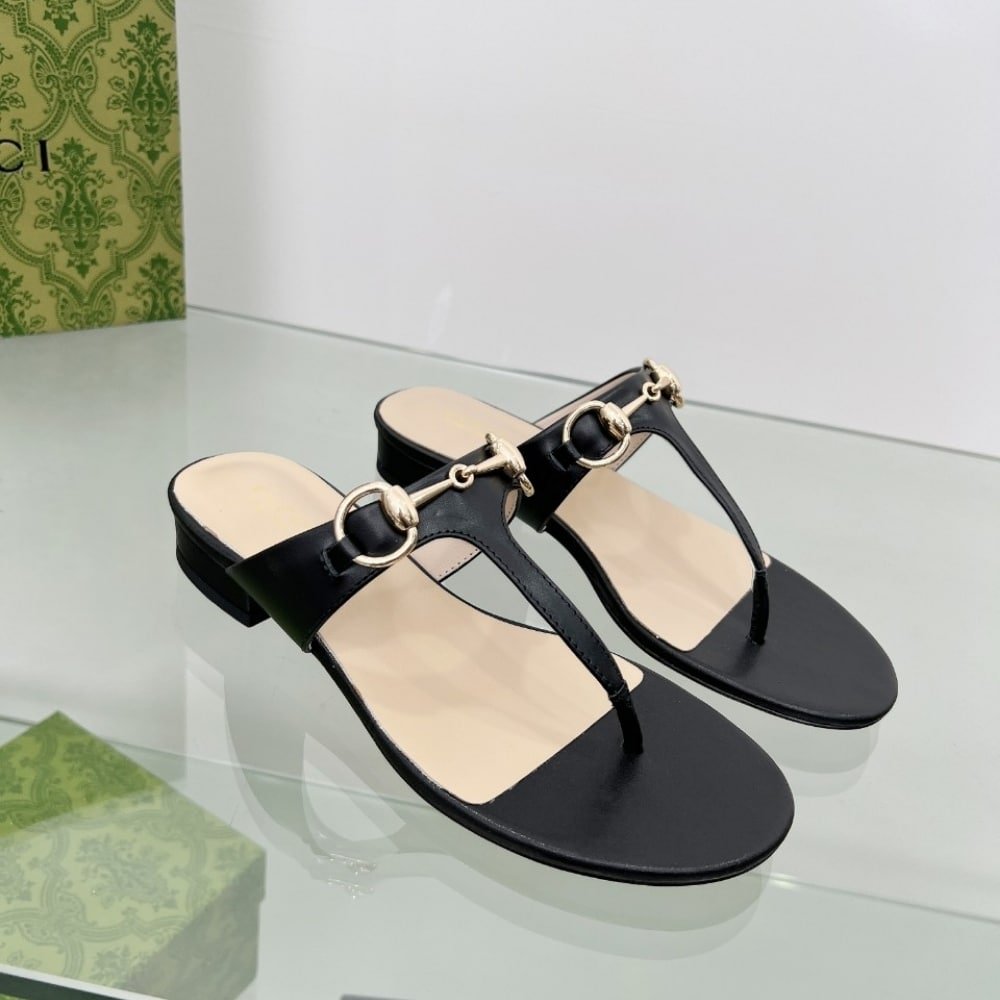 Gvc*1 Women’s Thong Sandal With Horsebit Black ‎‎816590 C9D00 1000