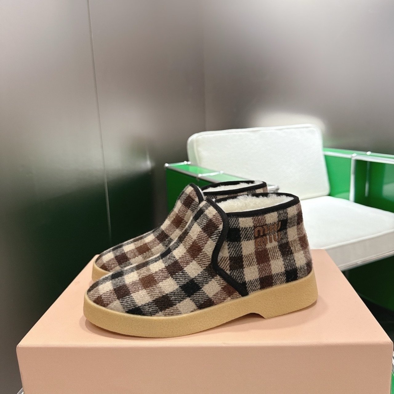M1um1u Wool And Shearling Slip On Booties Camel Beige 5T558E 3Zkt F0Kqf F 020