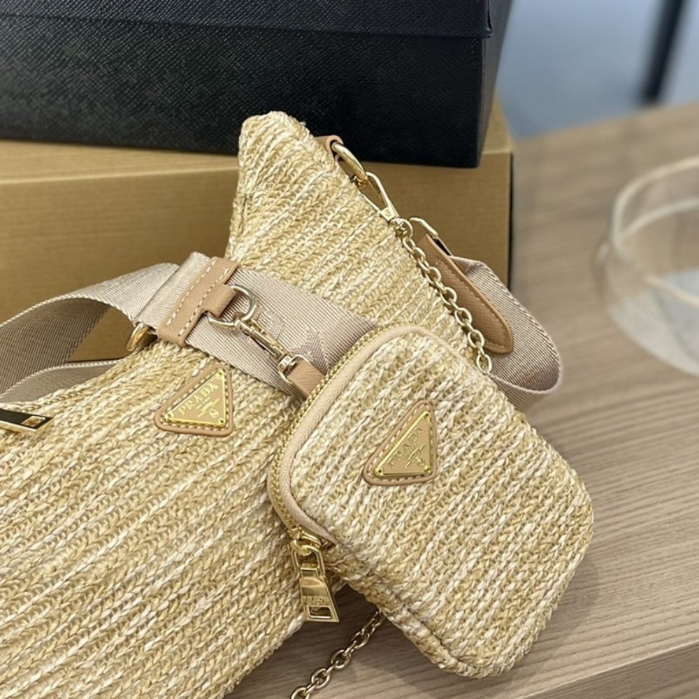 Pra*a Re-Edition 2005 Raffia Bag Tan 1Bh2042A2Tf0018Vv9L
