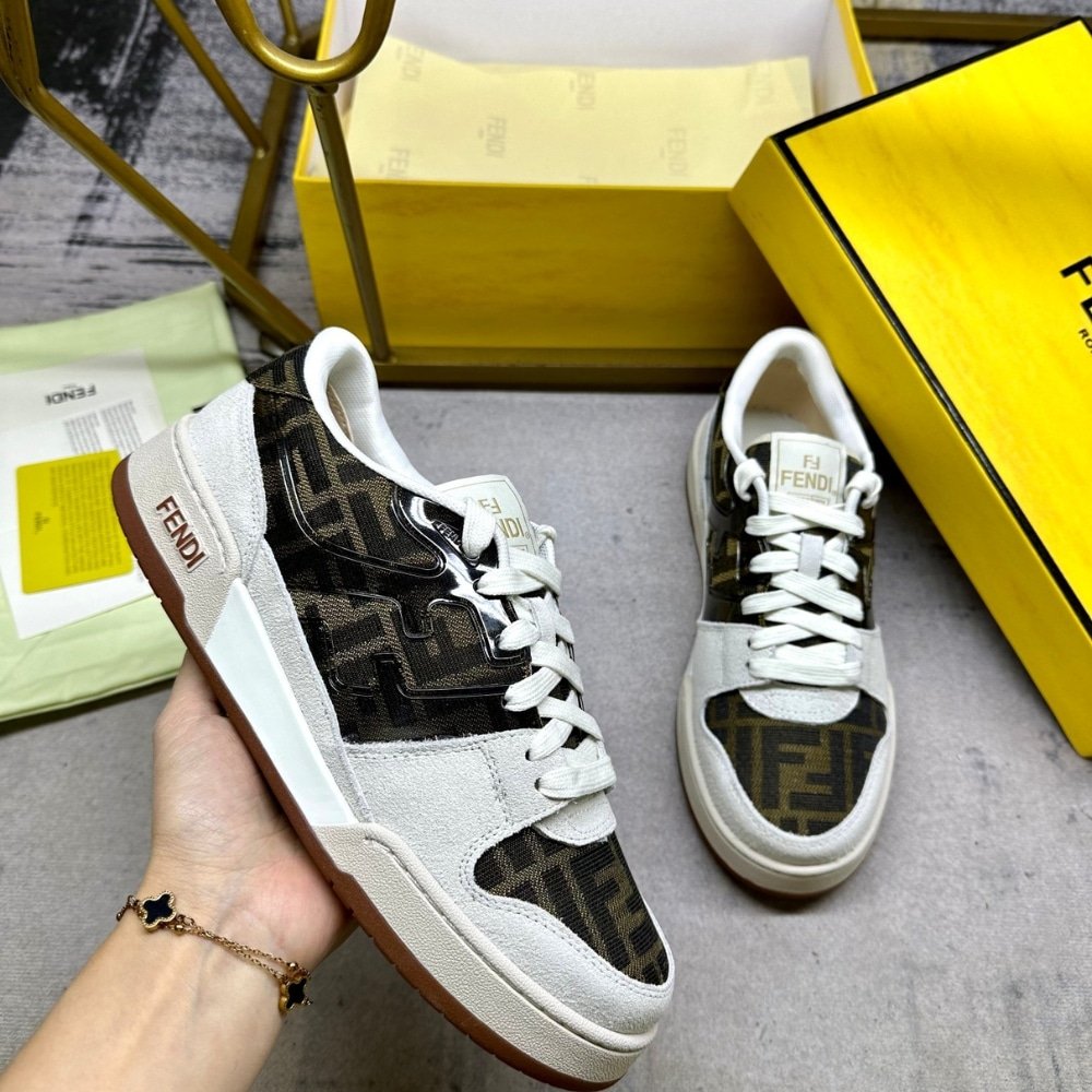F**di Match Sneaker Beige And Brown