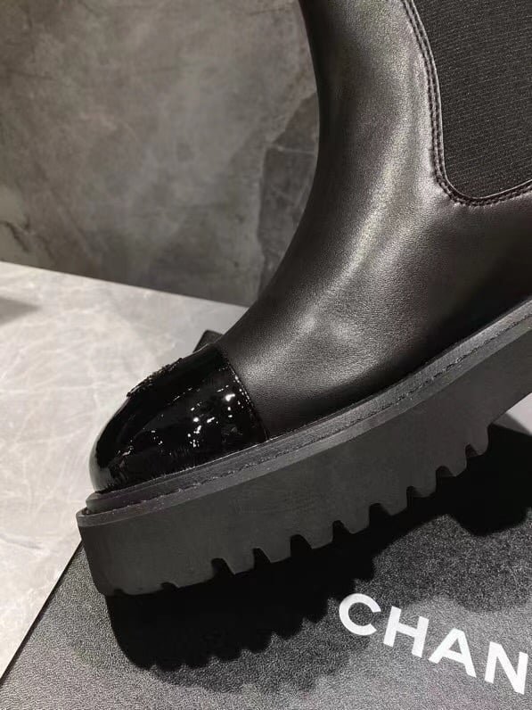 Ch**el Short Boots Matte Leather Black