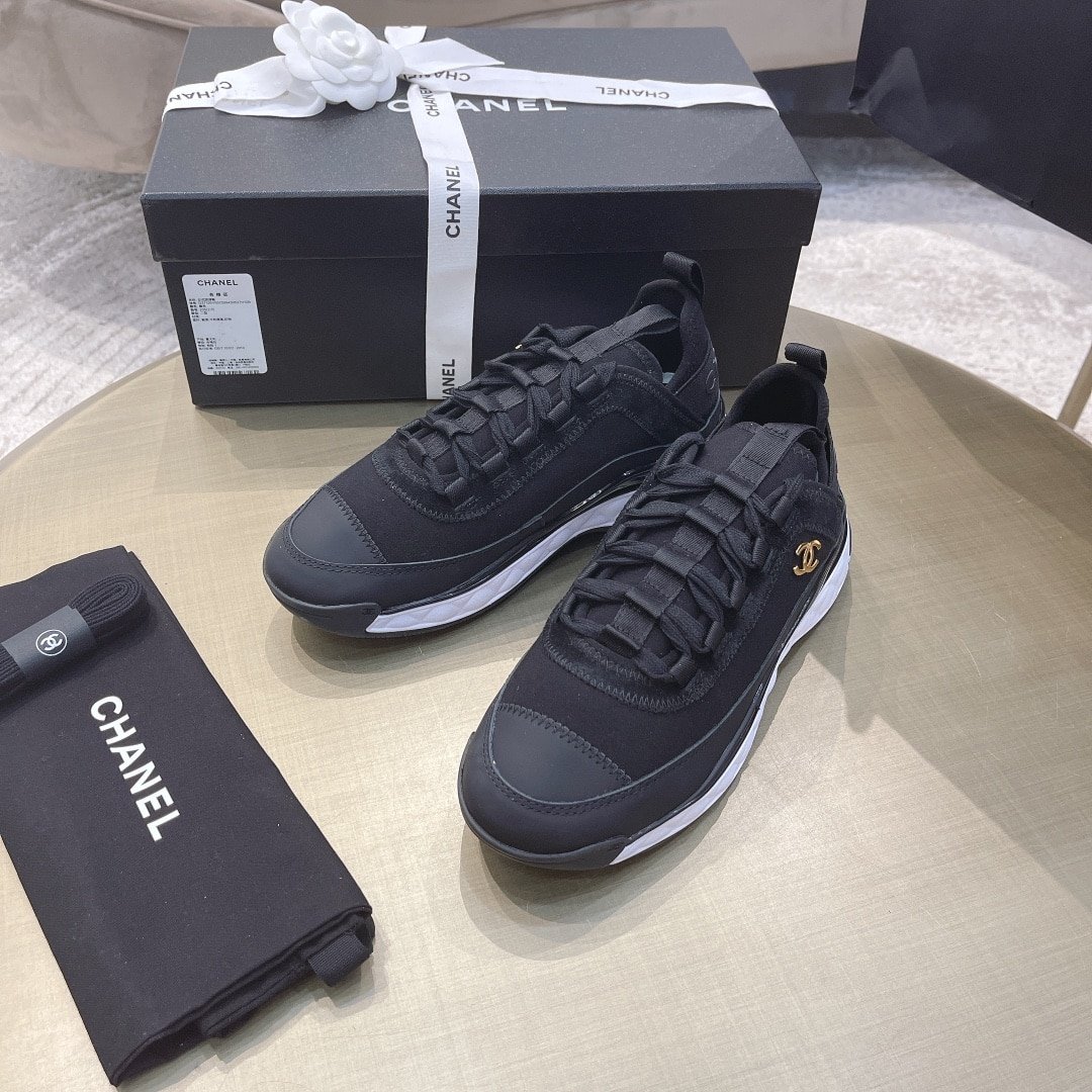 Ch**el Logo Low Top Trainer Sneakers Black G35617 Y53646 94305