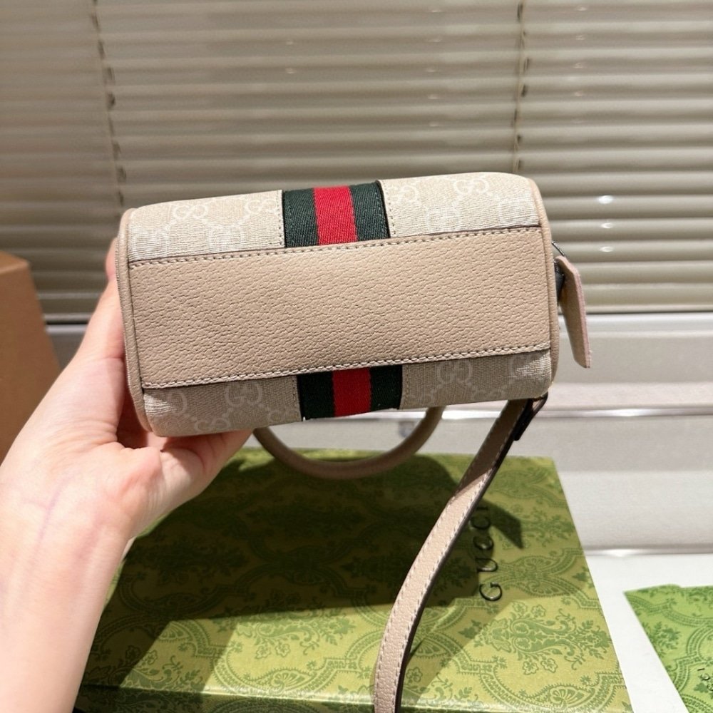 Gvc*1 Ophidia Mini Boston Bag Beige And Oatmeal 17Cm 781490 Uulag 9643