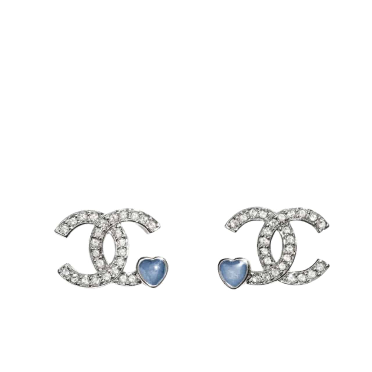 Ch**el Stud Earings Silver Blue Abf526 B19974 Naftr