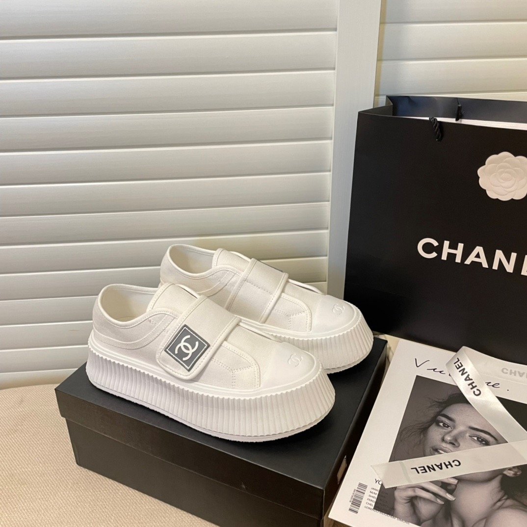 Ch**el Cc Cap Toe Slipon Sneaker All White