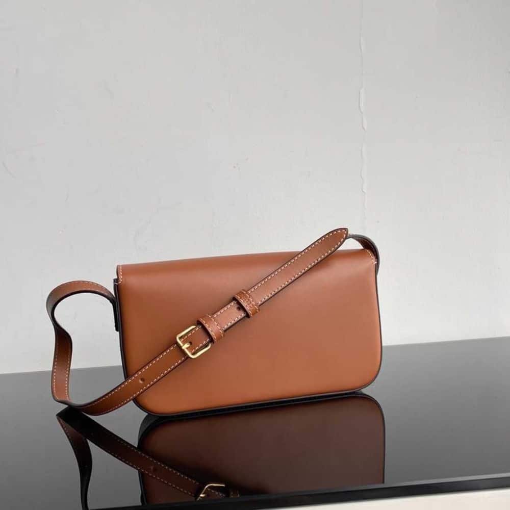 Ce1i*e Triomphe Shoulder Bag In Shiny Calfskin Brown 194143Bfn04Lu