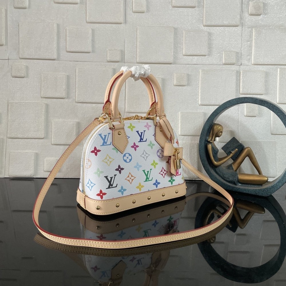 [S*per Vip 1:1] L0vis Vvtt0n X Takashi Murakami Alma BB Bag White Multicolor 23Cm M13078