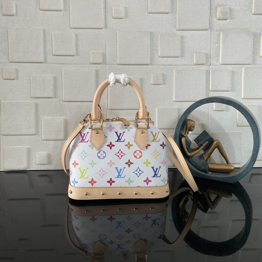 [S*per Vip 1:1] L0vis Vvtt0n X Takashi Murakami Alma BB Bag White Multicolor 23Cm M13078