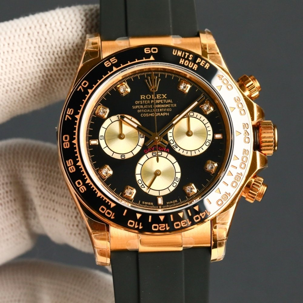 R01ex Cosmograph Daytona Bright Black And Golden With D1am0nds 40Mm 126518Ln