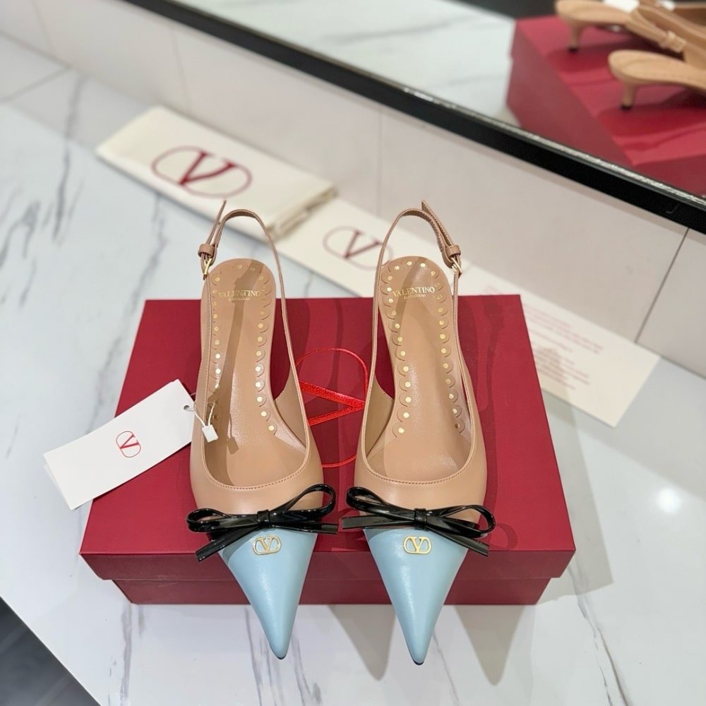Va1e*ntin0 Bepointy Slingback Pumps Beige And Blue 6W2S0Ll3Yea Cvk