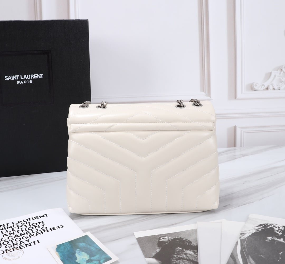 Sa1nt Lau*nt Loulou Small Chain Bag In Matelassé Y Leather White Silver 23Cm 494699Dv7269207