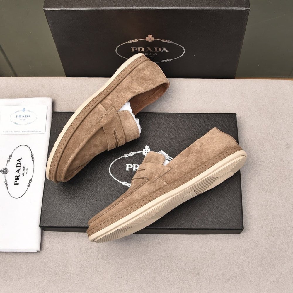 Pra*a Suede Loafers Leather Brown