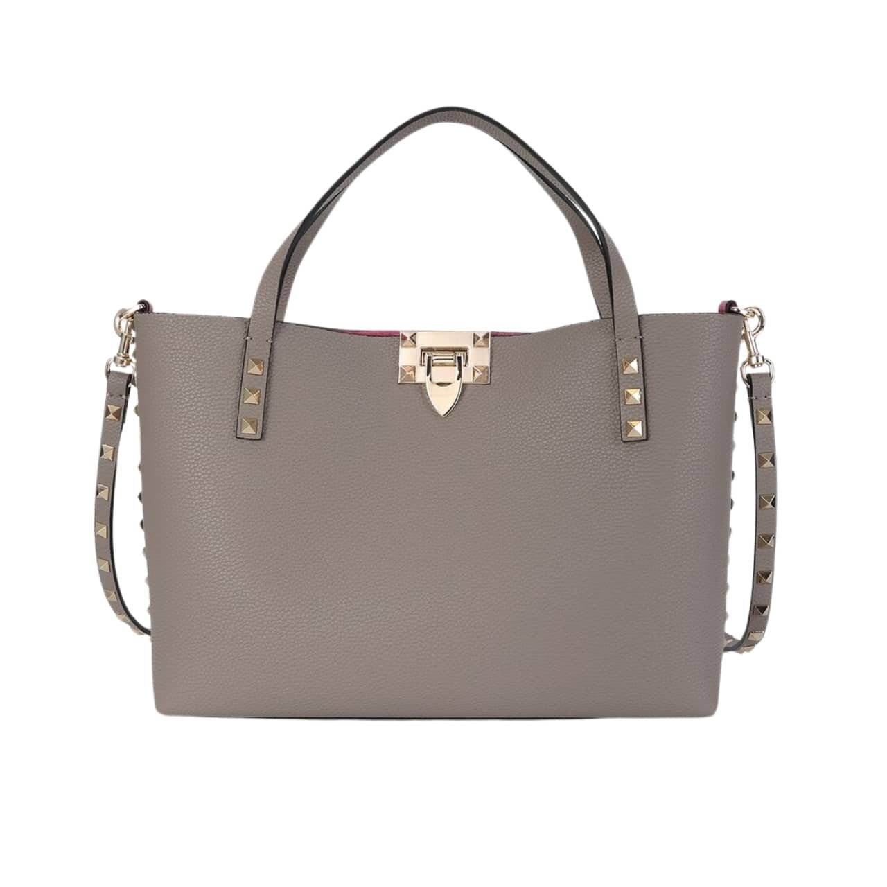 Va1e*ntin0 Garavani Rockstud Small Tote Bag Grey Genuine 28Cm