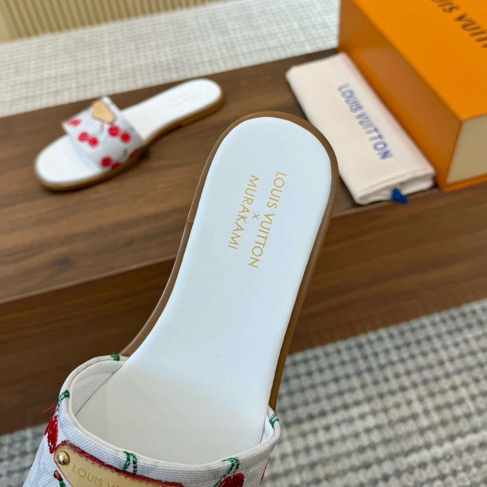 L0vis Vvtt0n X Takashi Murakami Lily Flat Mule White 1Ahm43
