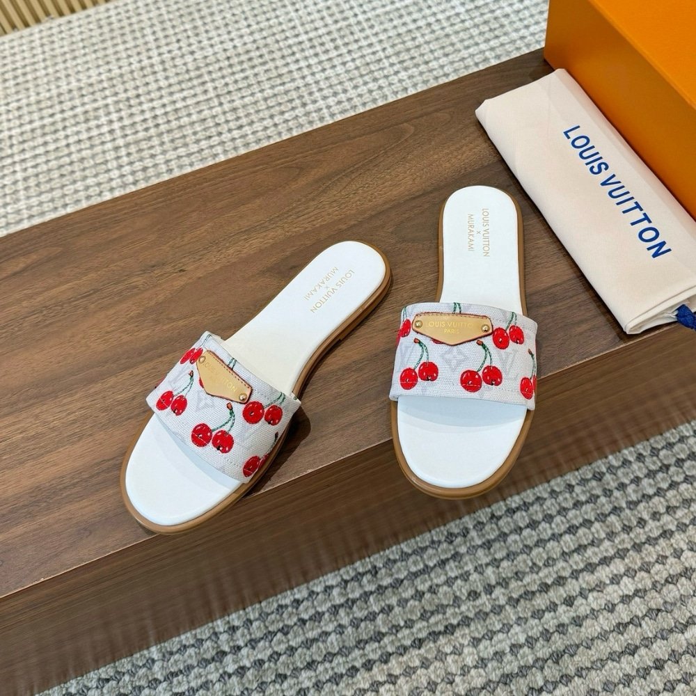 L0vis Vvtt0n X Takashi Murakami Lily Flat Mule White 1Ahm43