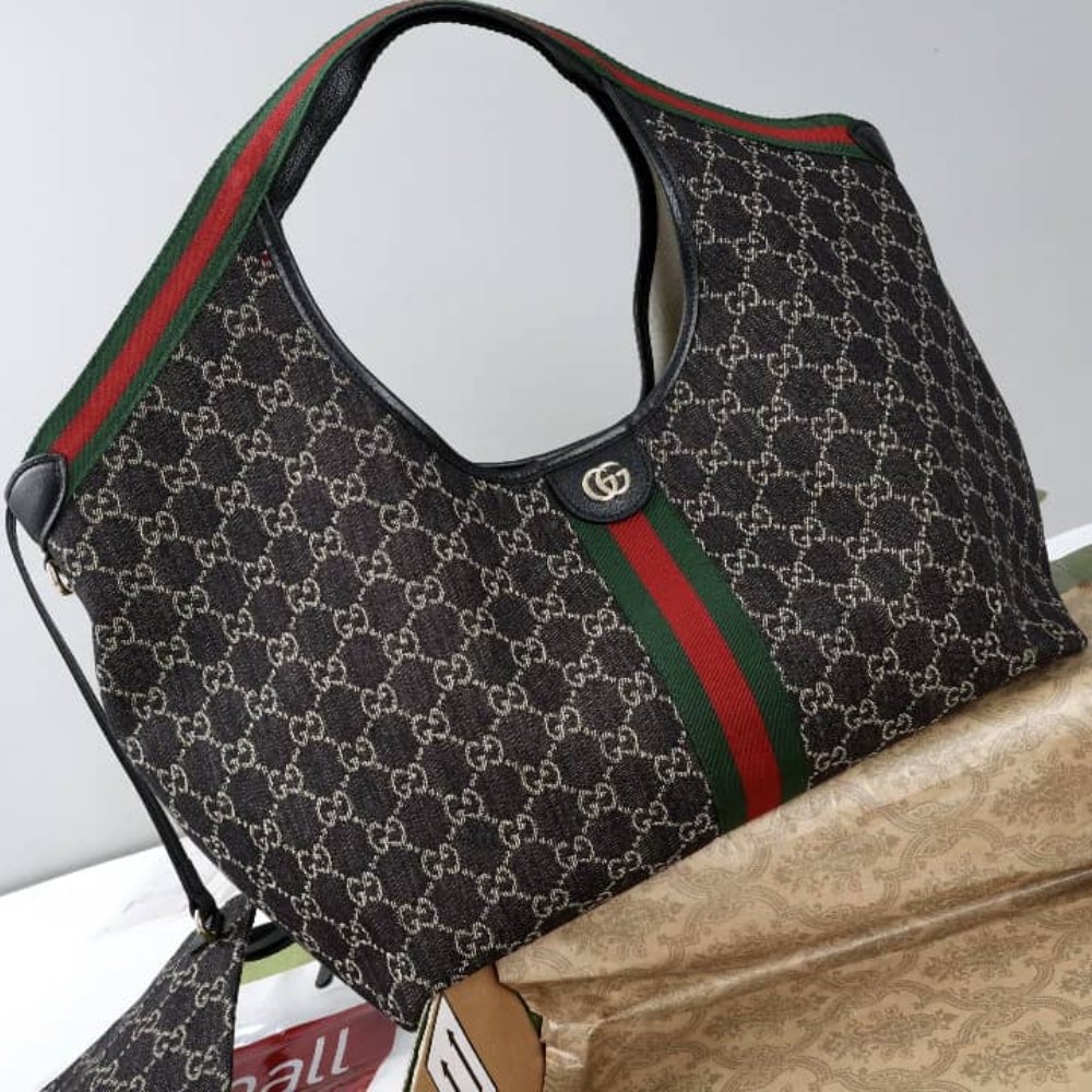 [S*per Vip 1:1] Gvc*1 Giglio Large Tote Bag Gg Denim Black And White 60Cm 853971 Fafyu 1155