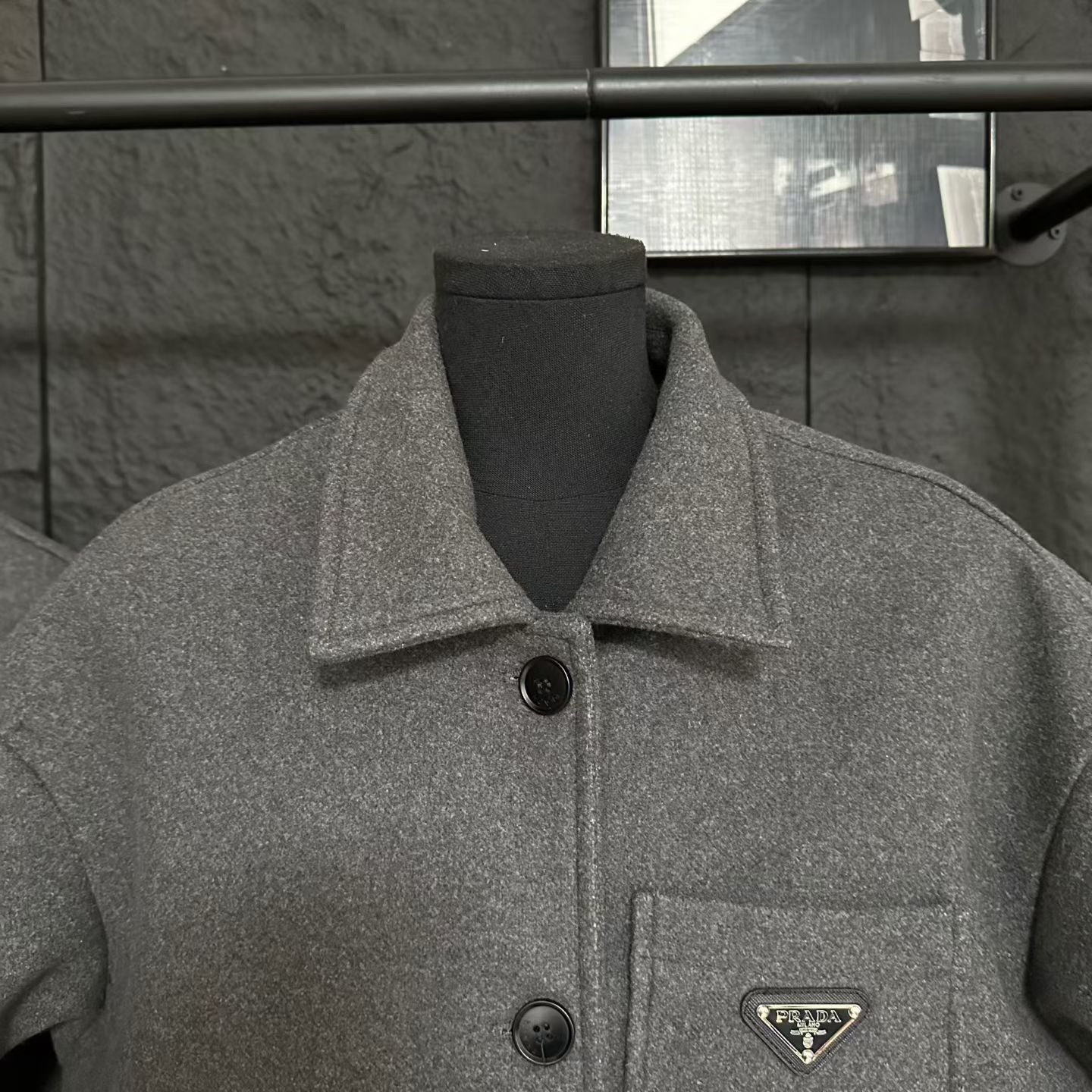 Pra*a Single Breasted Cashgora Coat Gray